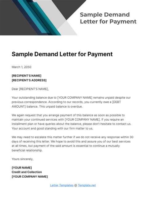 Demand Letter For Payment Template