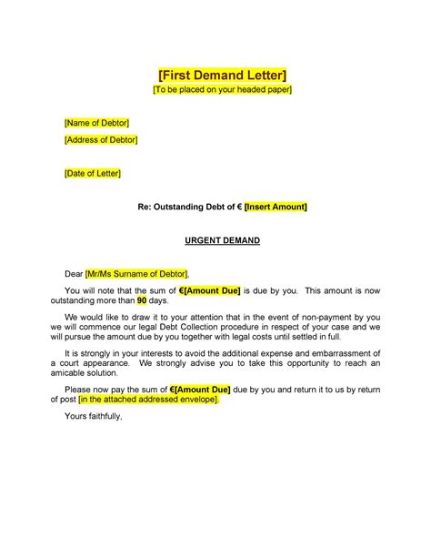Demand Letter Template Free
