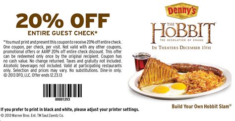 Denny's Restaurant Printable Coupons