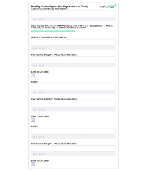 Department Monthly Report Template