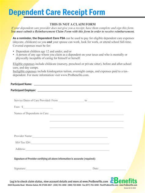 Dependent Care Fsa Receipt Template