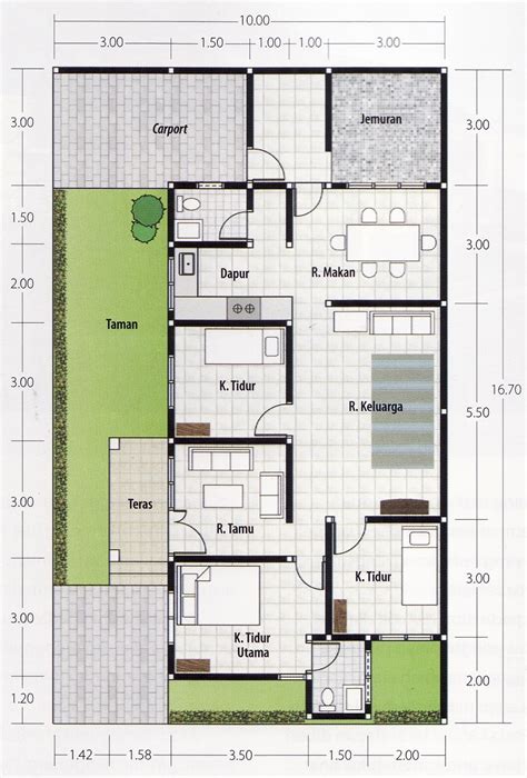 desain rumah 6x13 3 kamar tidur
