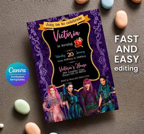 Descendants Birthday Invitation Template Free