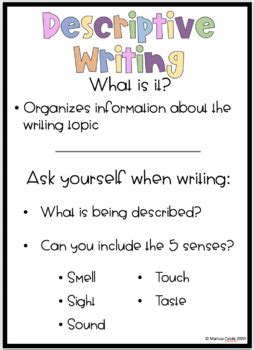 Descriptive Writing Anchor Chart