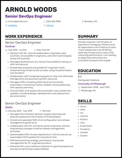 Devops Resume Template