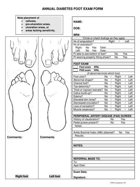 Diabetic Foot Exam Template