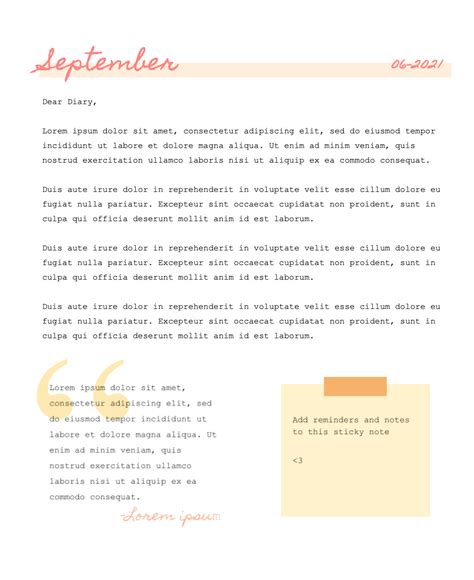 Diary Template Google Docs