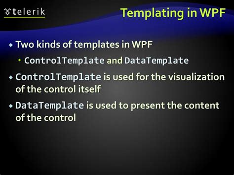 Difference between Control Template and DataTemplate in WPF