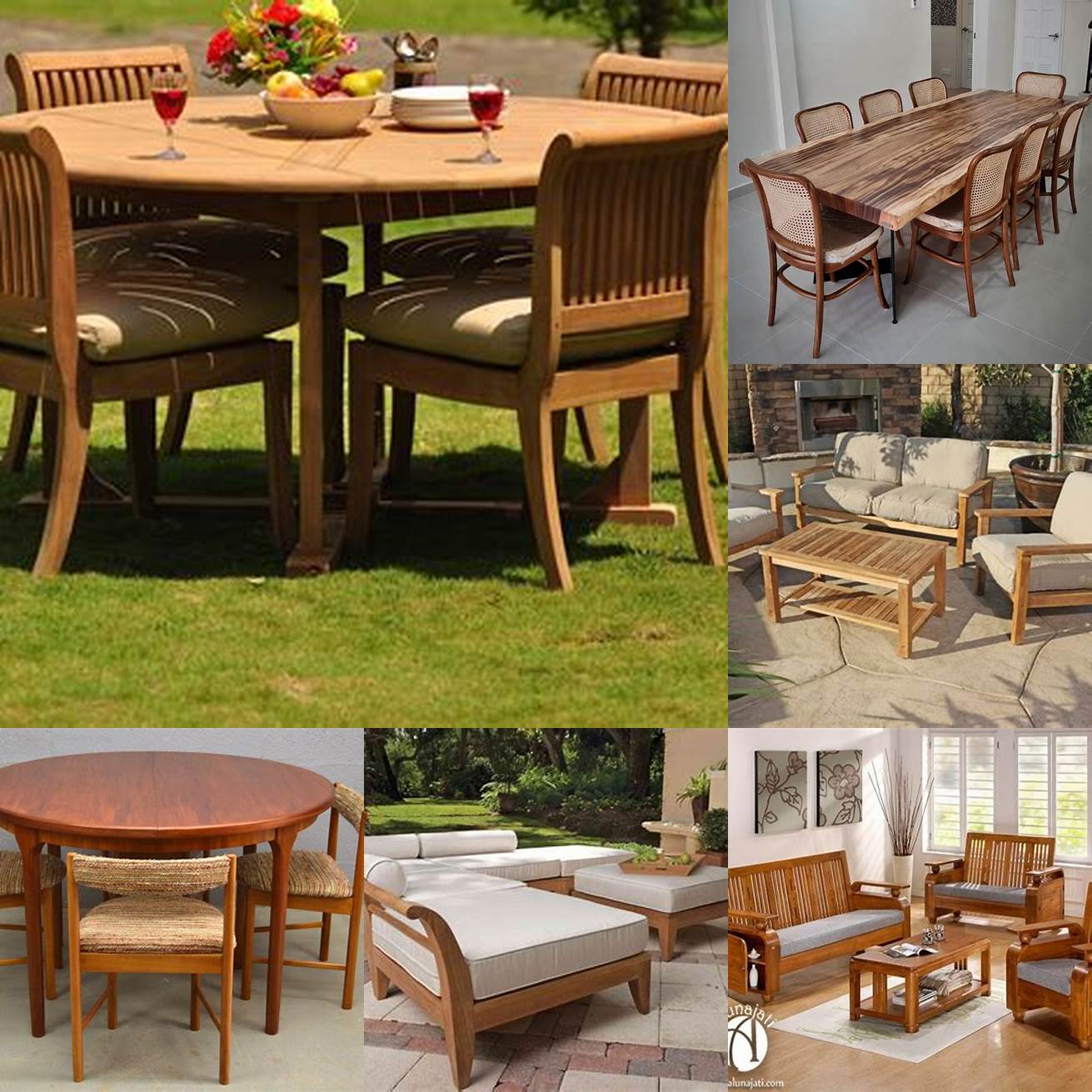 Different styles of teak furniture