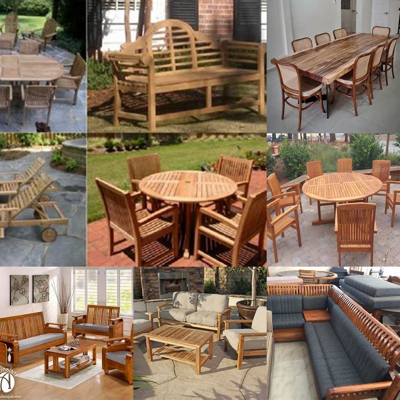 Different types of teak furniture