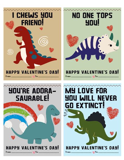 Dinosaur Valentines Printable