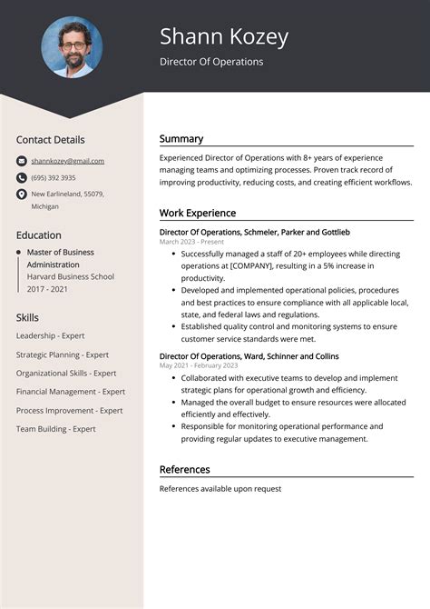 Director Of Operations Resume Template