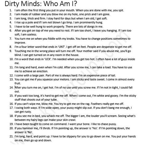 Dirty Minds Game Questions And Answers Printable