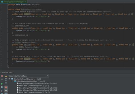 Disable a particular Checkstyle rule for a particular line of code