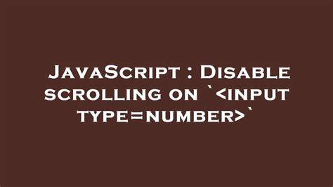 Disable scrolling on input typenumber