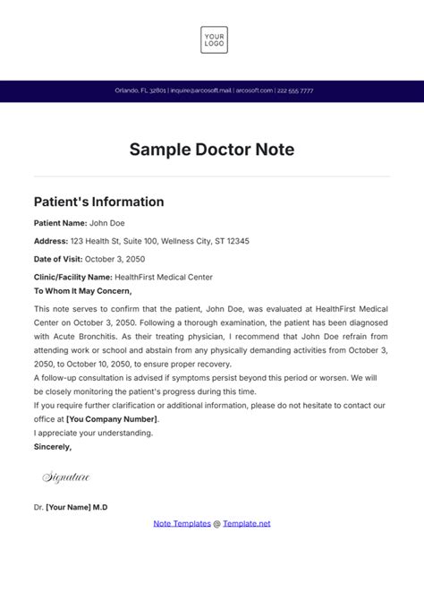 Doctor Note Template