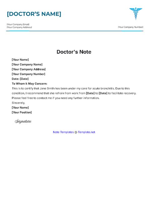 Doctor Note Template Free