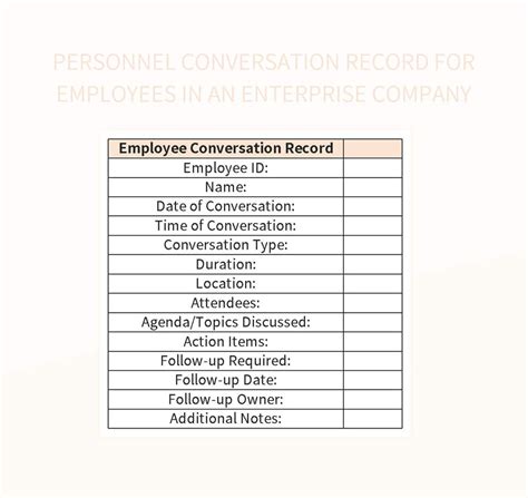 Documenting Conversations With Employees Template