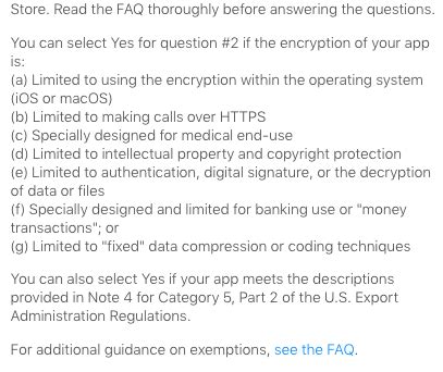 Does my application contain encryption