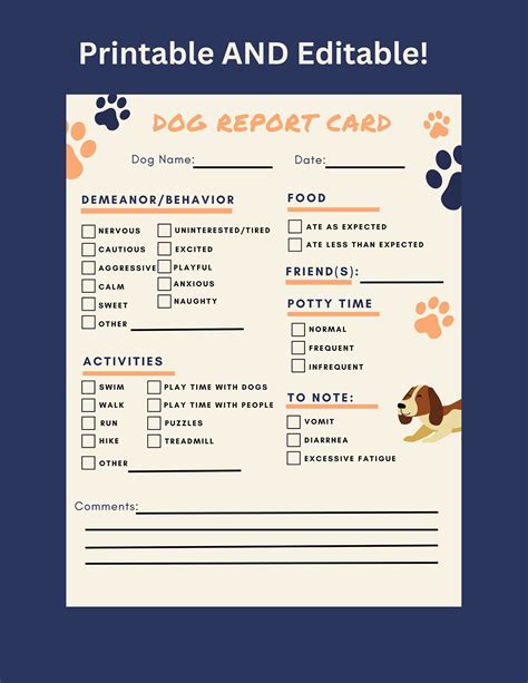 Doggy Report Card Template