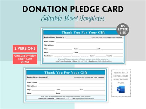 Donation Pledge Card Template