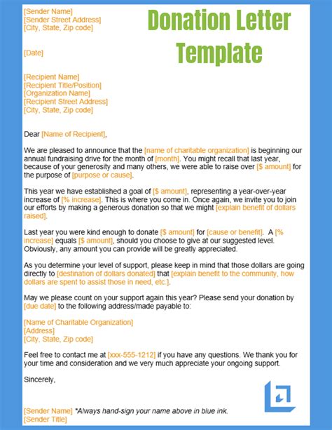 Donor Letter Template