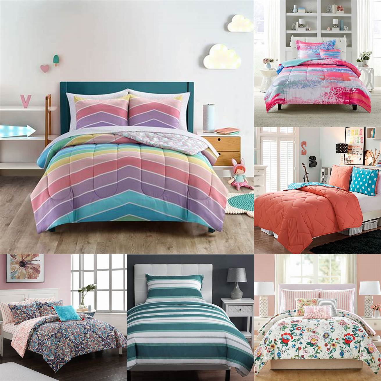 Dont be afraid to have fun with your XL Twin Bed bedding This colorful option adds personality to a small space