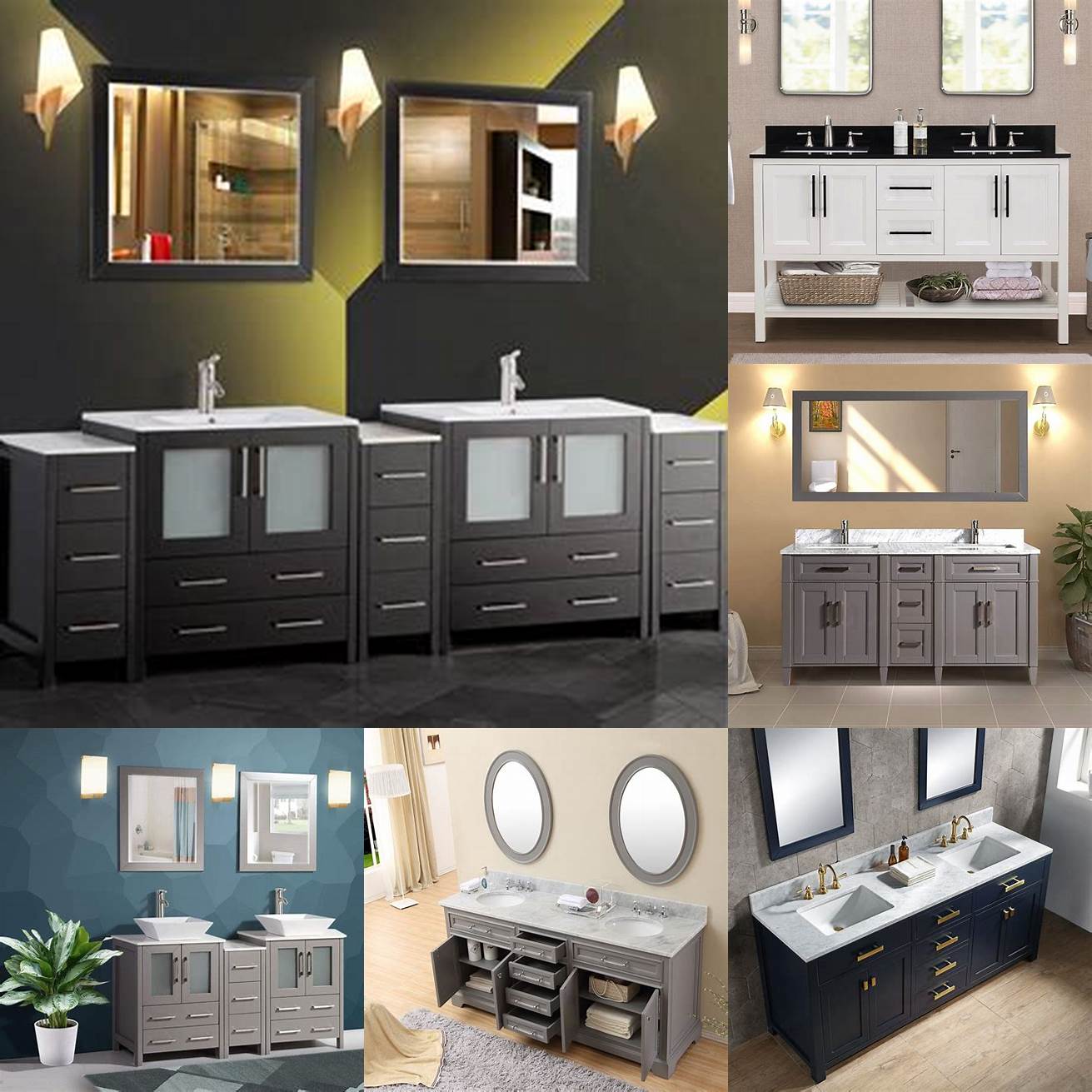 Double Sink Vanity with Side Cabinets