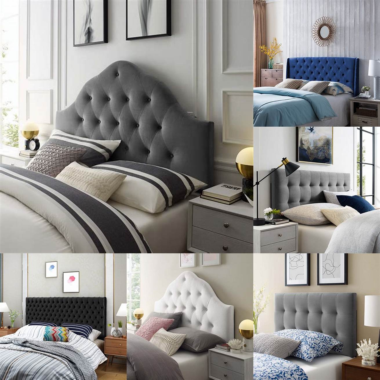 Double bed with a tufted headboard