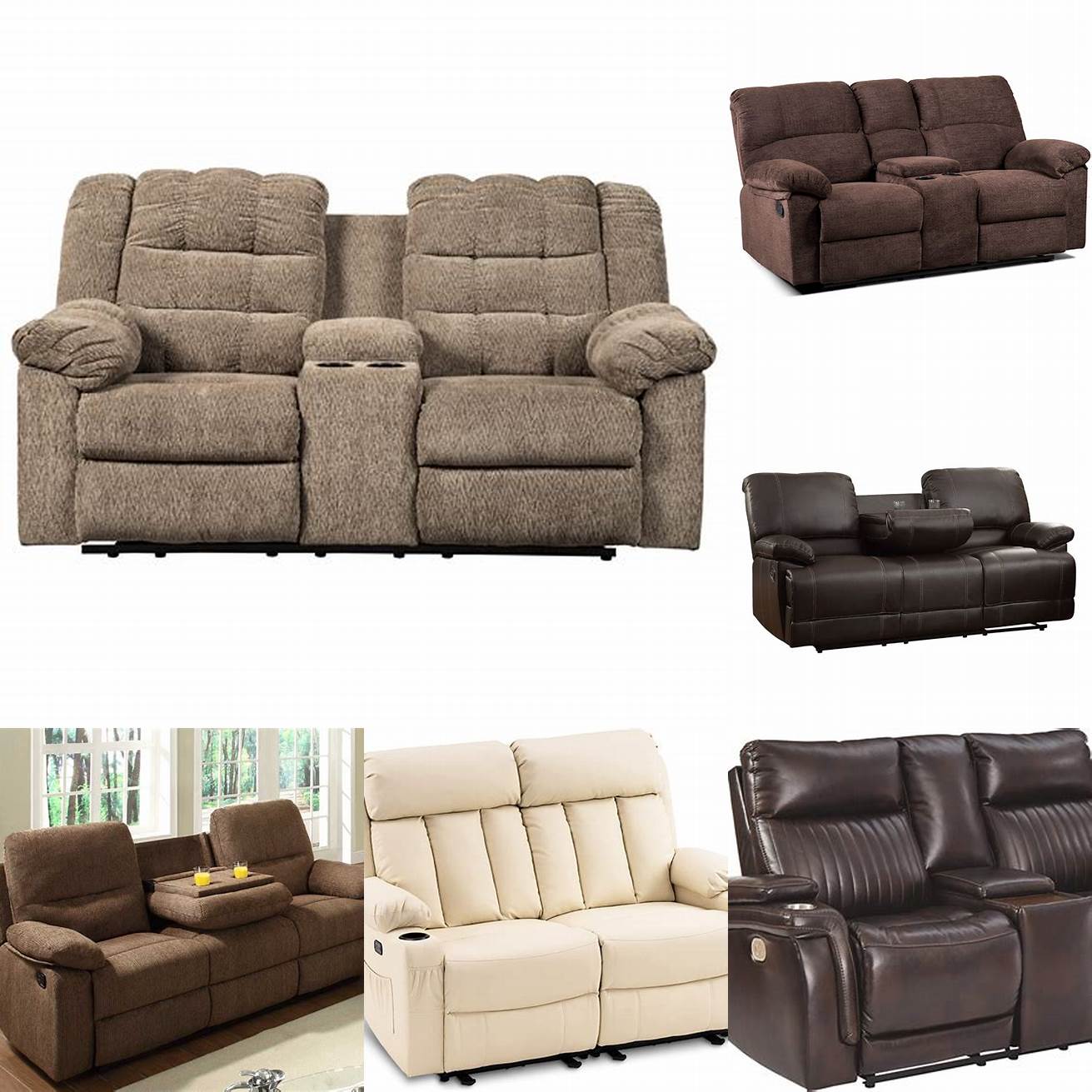 Double recliner sofa with cup holders