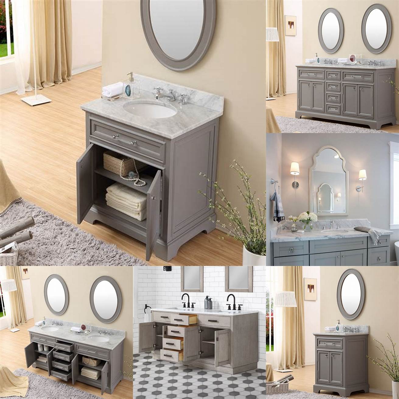 Double vanity with gray finish