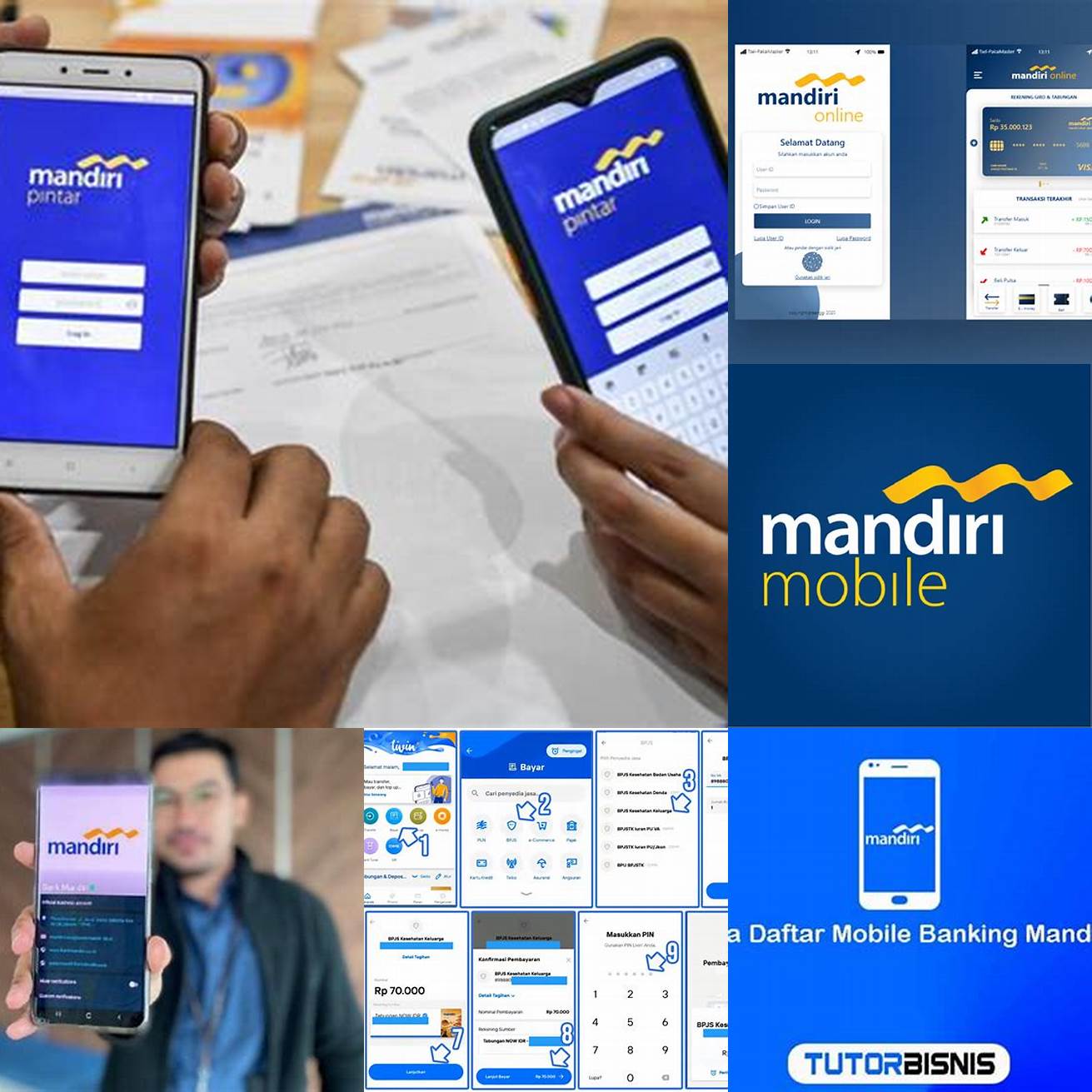 Download aplikasi mobile banking Mandiri dari Google Play Store atau App Store