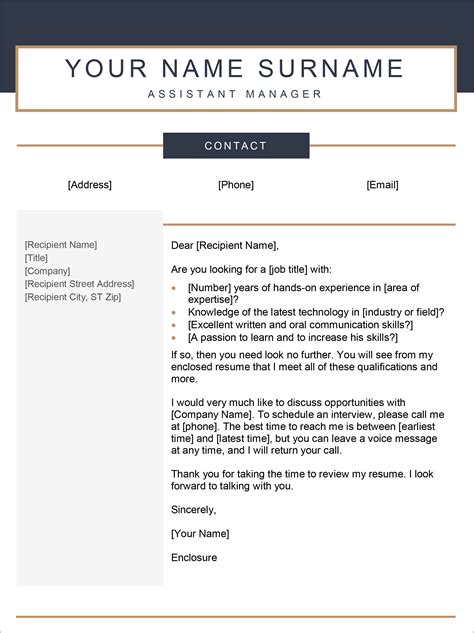 Download Cover Letter Template Word