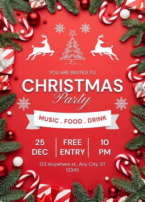 Downloadable Free Printable Christmas Party Flyer Templates