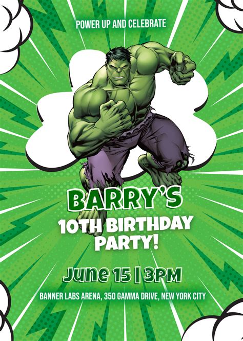 Downloadable Hulk Invitation Template Free