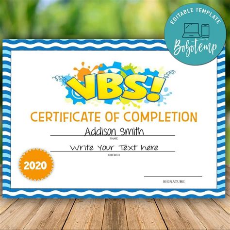 Downloadable Vbs Certificate Template