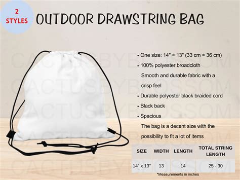 Drawstring Bag Logo Size Chart