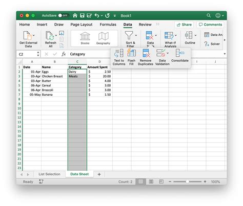 List. Excel