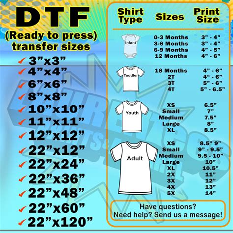 Dtf Size Chart