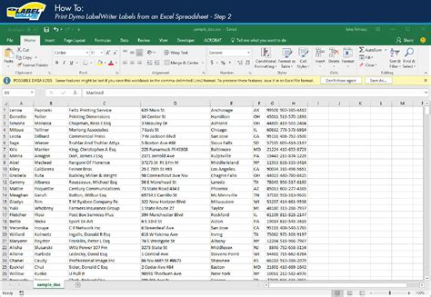 Dymo Label Template Excel