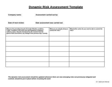 Dynamic Risk Assessment Template