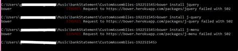 EINVRES Request to httpsbowerherokuappcompackages failed with 502