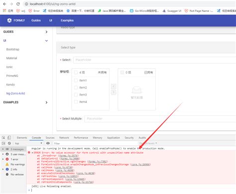 ERROR Error No value accessor for form control with unspecified name attribute on switch