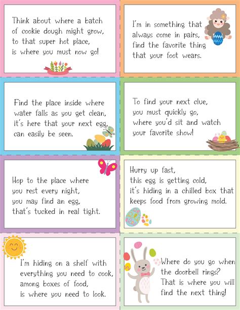 Easter Egg Hunt Riddles For Around The House Printable