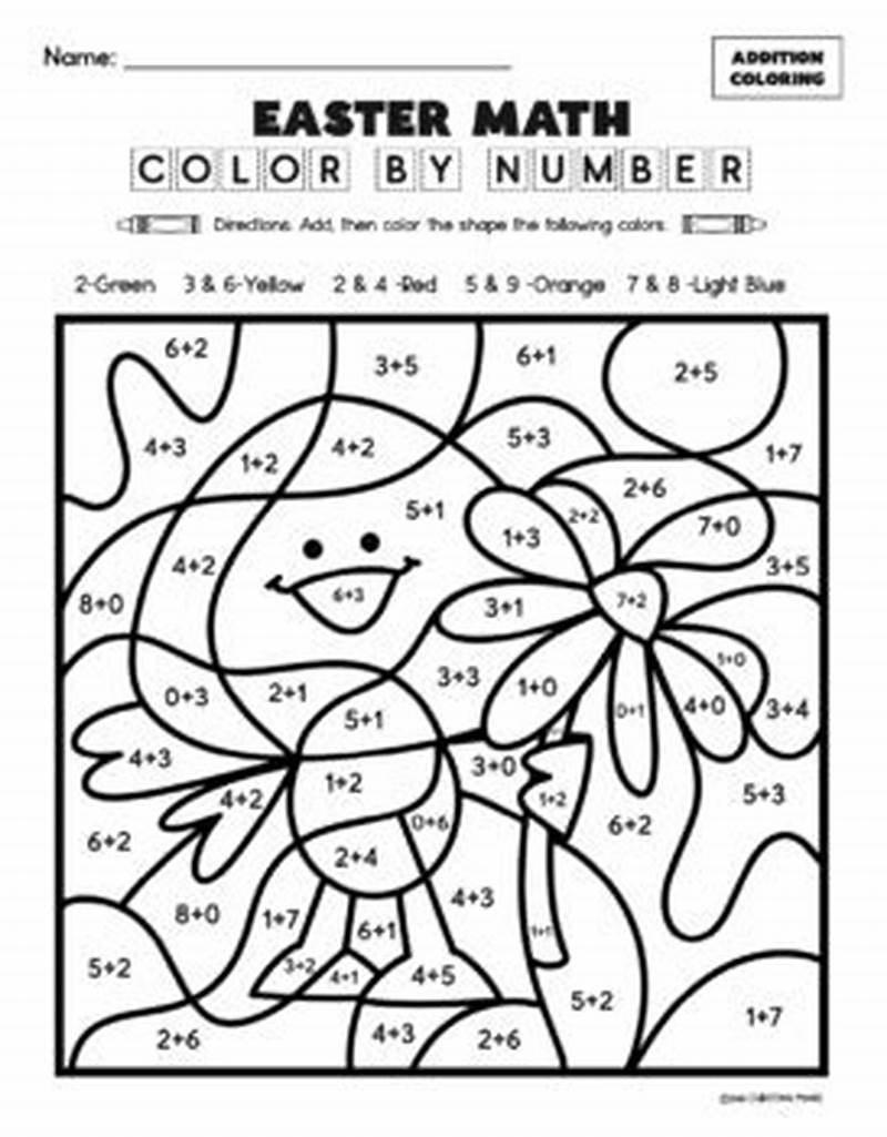Easter Math Coloring Worksheets