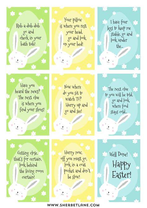 Easter Scavenger Hunt Clues Printable