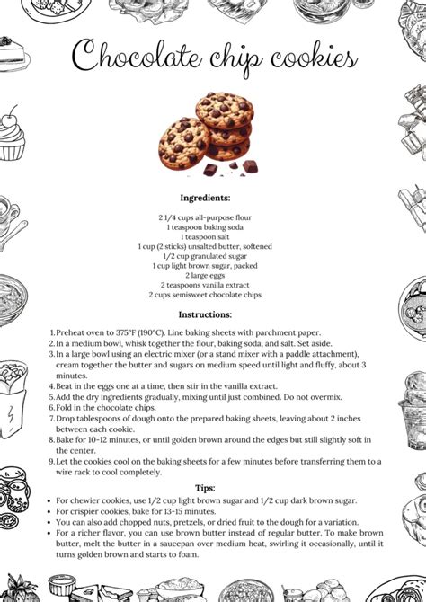 Easy Printable Chocolate Chip Cookie Recipe