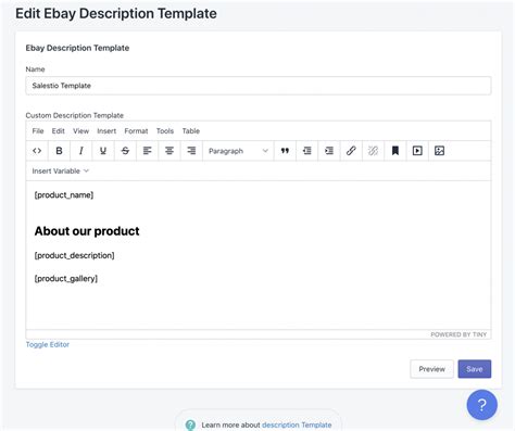 Ebay Description Template