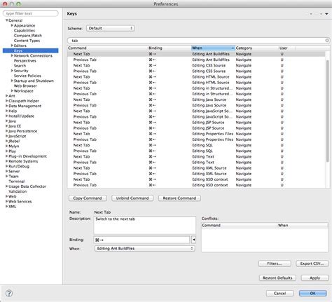 Eclipse HotKey how to switch between tabs
