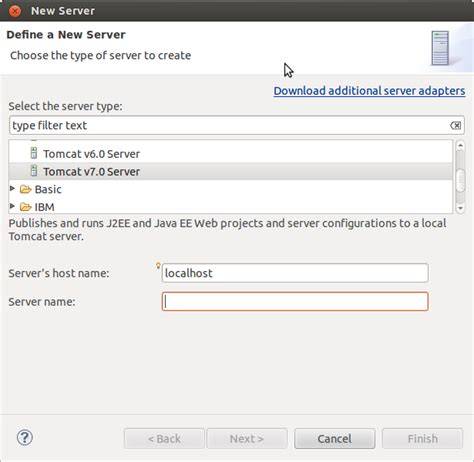 Eclipse add Tomcat 7 blank server name